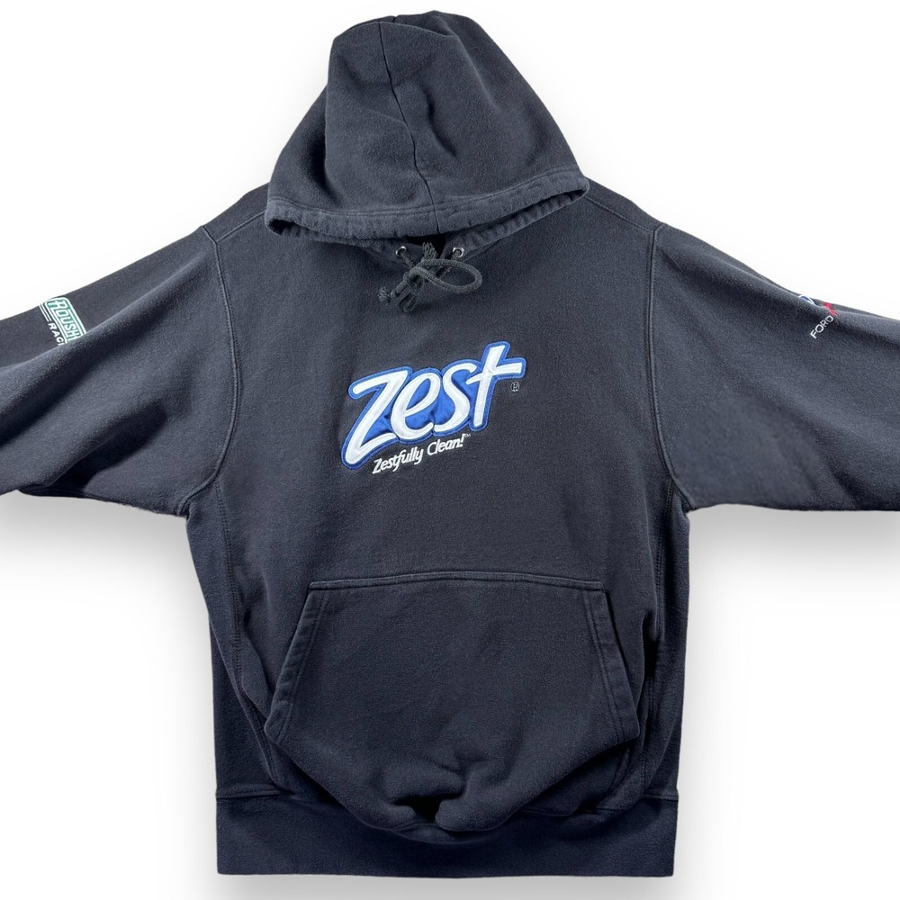 Zest Ford Racing Roush Fenway Hoodie Mens S Small Black Logo Sweatshirt Adult